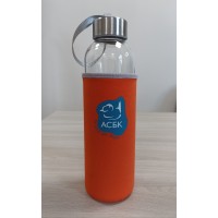 Бутылка для воды с логотипом АСБК 520 мл, с оранжевым чехлом